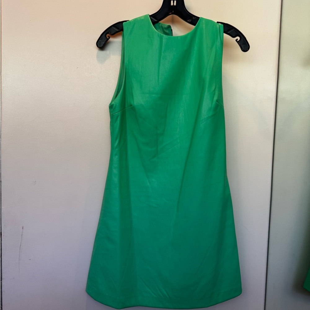 Alice + Olivia Green Sheath Mini Dress Mock Neck